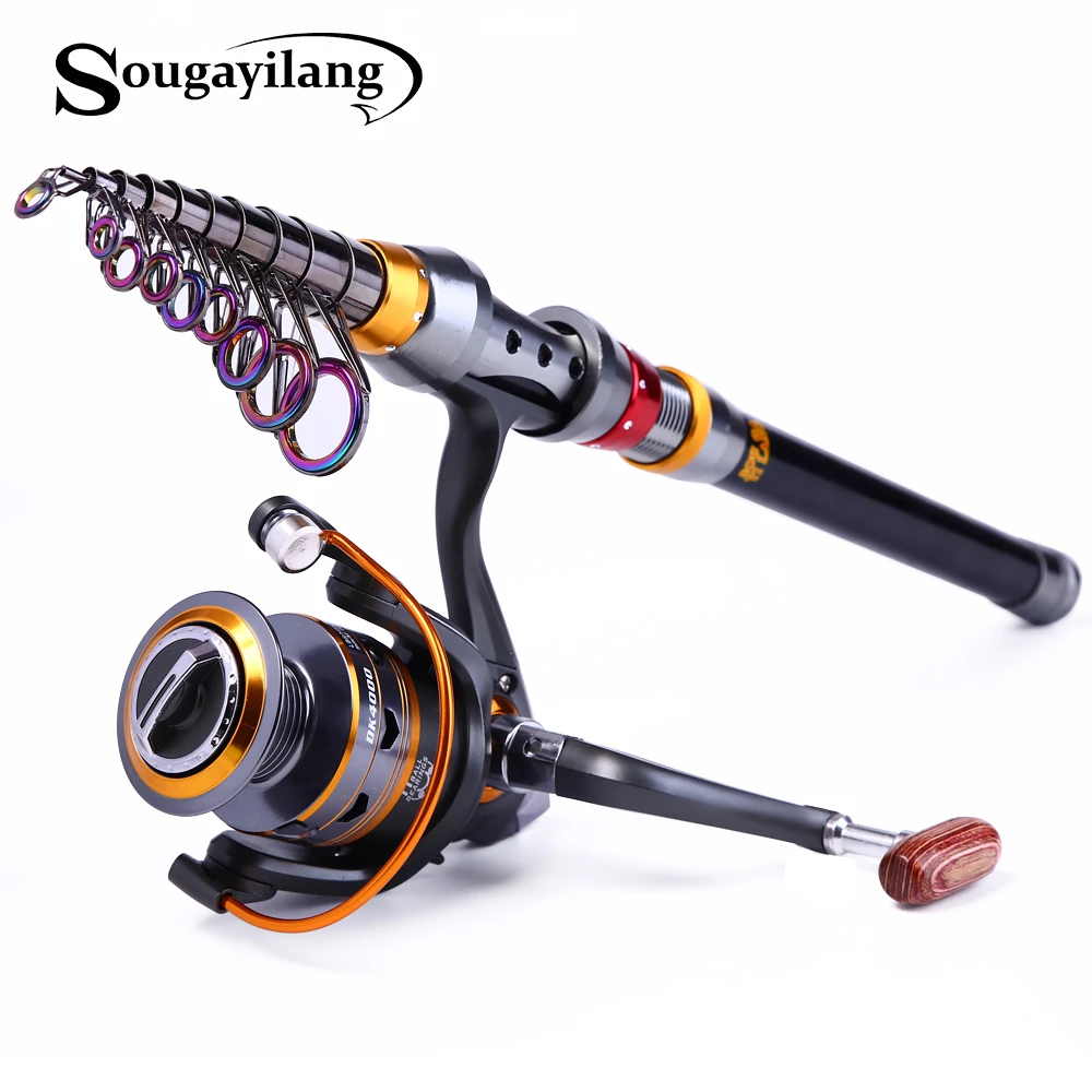 Sougayilang 1.8-3.6 m تلسكوبي الصيد قضيب و 11BB الصيد بكرة عجلة المحمولة سفر الصيد الغزل الصيد قضيب كومبو pesca
