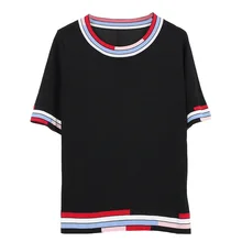 GRUIICEEN летняя контрастная цветная футболка Повседневная Женская футболка с коротким рукавом модная женская футболка Универсальная