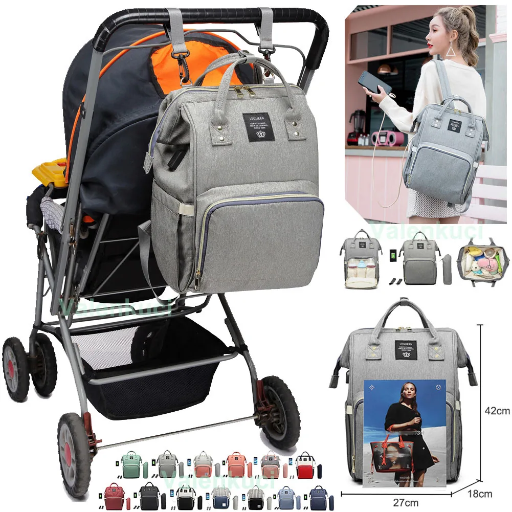 

Lequeen Stripe Diaper Bag Backpack Designer Nursing Care Baby Bag Travel Nappy Bag Organizer Waterproof Maternity Patchwork Bags
