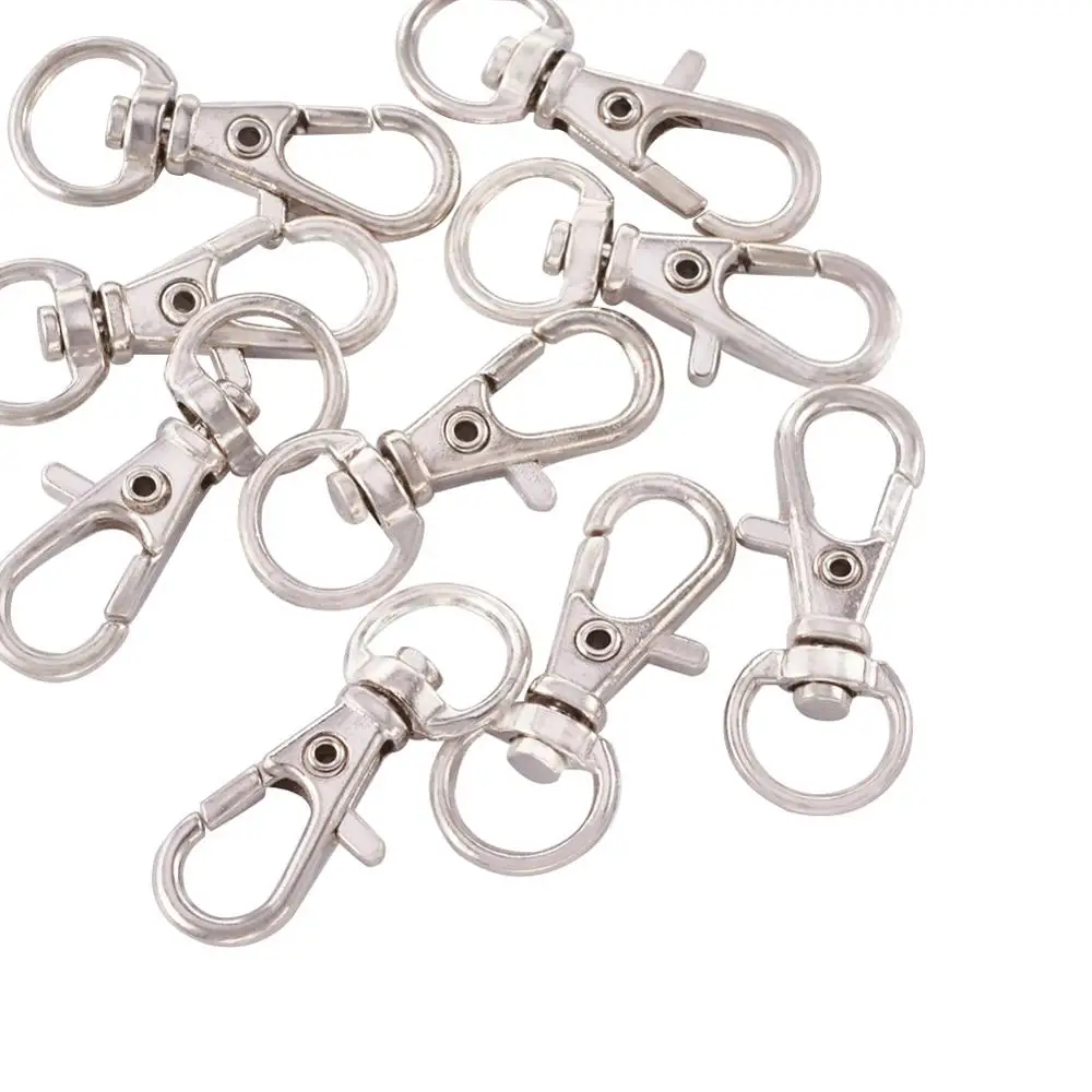 

100pcs 30.5mm 31mm 39mm Alloy Swivel Lobster Claw Clasps Swivel Snap Hook DIY Jewelry Component Making Crafts Supplies Platinum