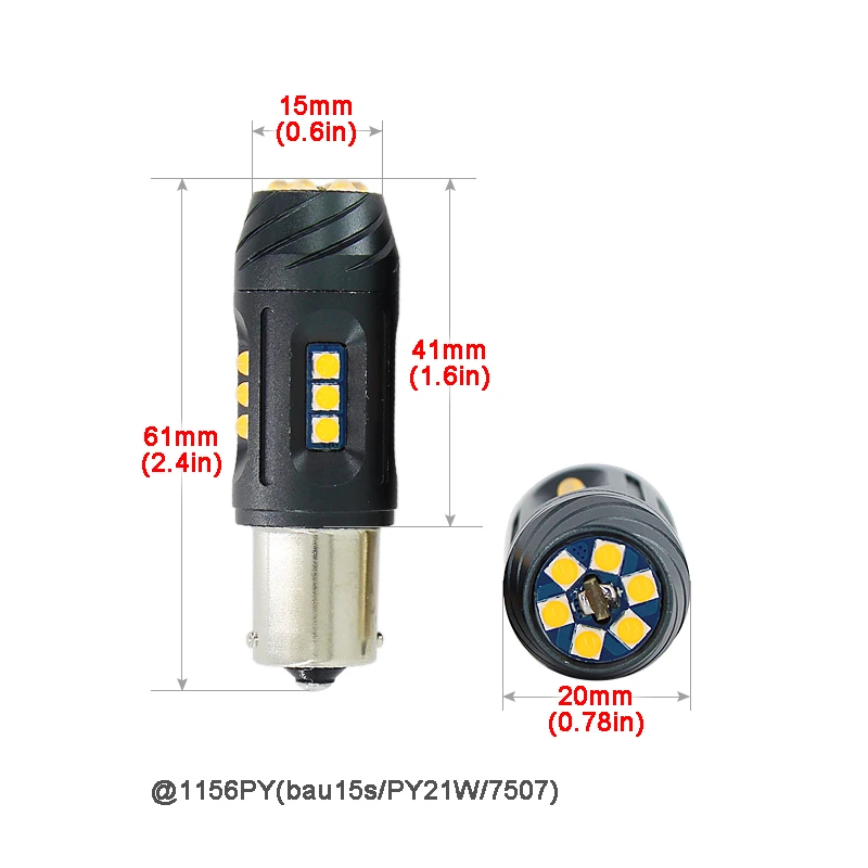 2 шт. светодиодный CanBus No Error 1156PY bau15s PY21W 7507 для Alfa Romeo Honda Buick hyundai автомобильный указатель поворота передний задний светильник 2100lm 24W