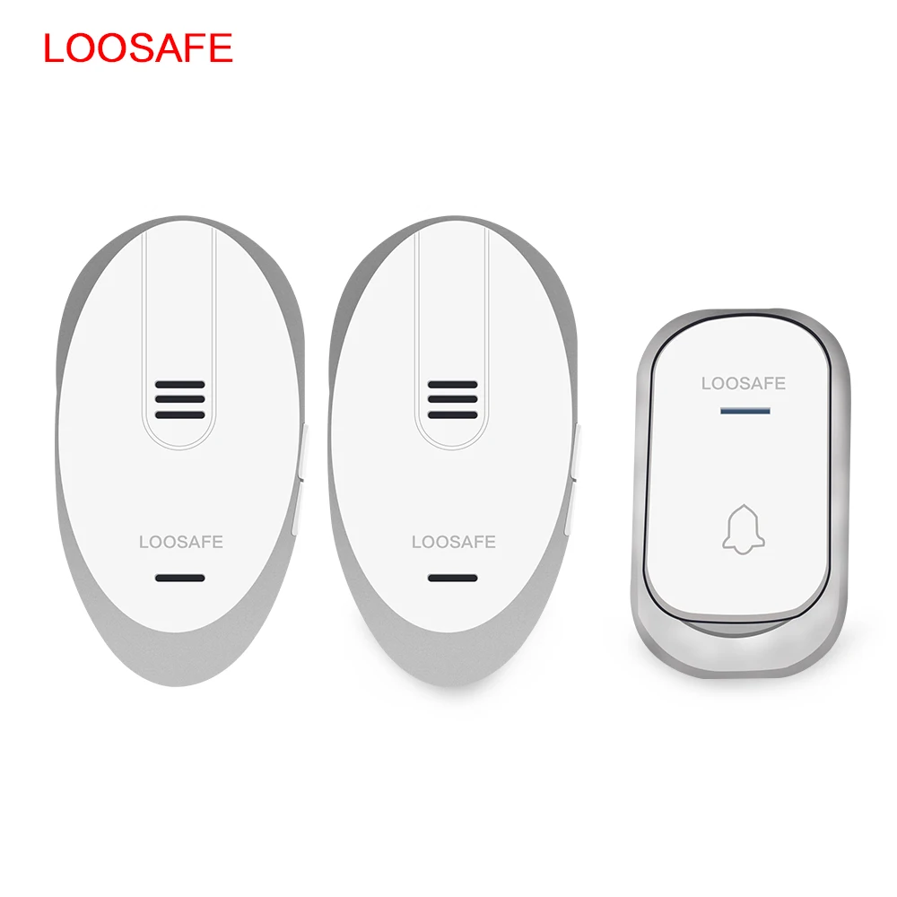 

LOOSAFE Waterproof Wireless Music Doorbell 2 Receiver+1 Transmitter Chimes Plug-in Door Bell Kit Waterproof Adjustable Volume