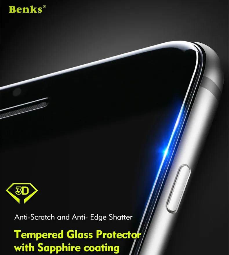 

Benks Sapphire Coating for iPhone 6 6S Plus Tempered Glass Screen Protector 3D Full Cover Protective Film for iPhone6 Plus Black