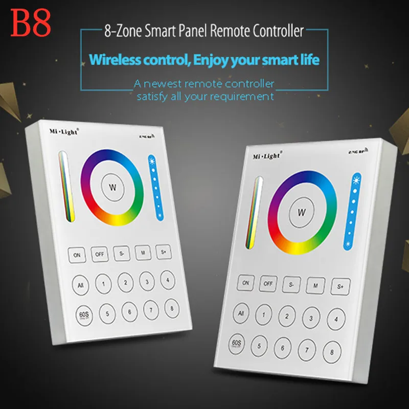 B8 настенный сенсорный Панель FUT089 8 Zone remote РЧ диммер LS2 5IN 1 smart led контроллер для RGB +