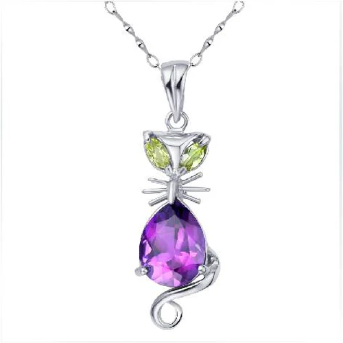 Ци Xuan_Trendy фиолетовый камень кулон кошка Necklaces_Real фиолетовый камень Necklace_Quality Guaranteed_Manufacturer непосредственно продаж