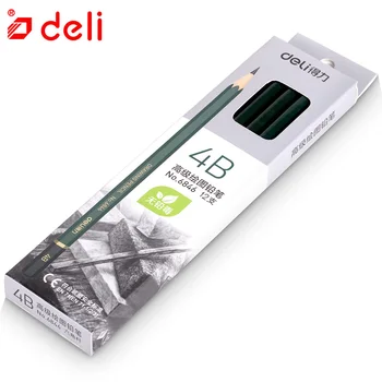 

Deli painting pencil professional sketch black wood rod writing drawing pencil classic series 12pcs with paper box school supply