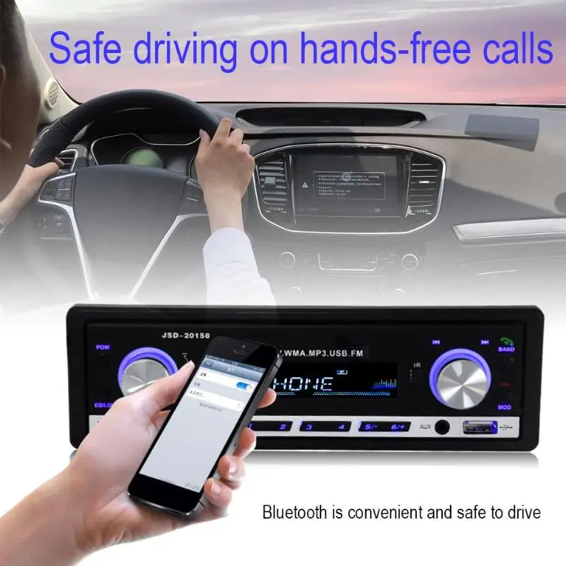 

LCD Screen Bluetooth Car Radios Handsfree Car Stereo In Dash MP3 Audio Player FM Radio U Disk AUX Input Support MP3/WMA/WAV