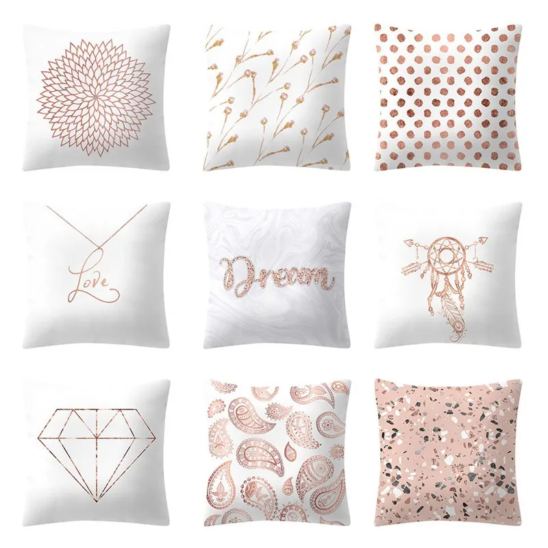 

Decorative Pillow Cases 45x45 Rose Gold Pink Cushion Cover Square Pillowcase Housse De Coussin 45x45 cm sofa #WS