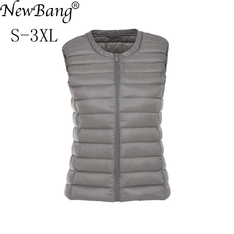 

NewBang Brand 90 Duck Down Vest Women's Ultra Light Down Portable Lightweigt Sleeveless Without Collar Winter Warm Liner