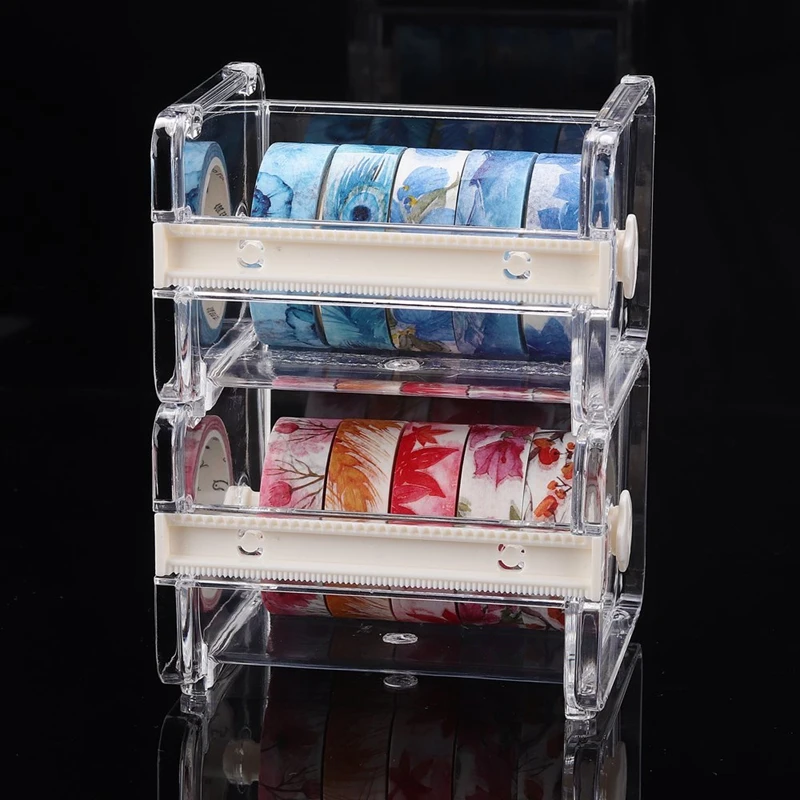 

2 pack Transparent visible Desktop Tape Dispenser (not included Masking Tape) Beige