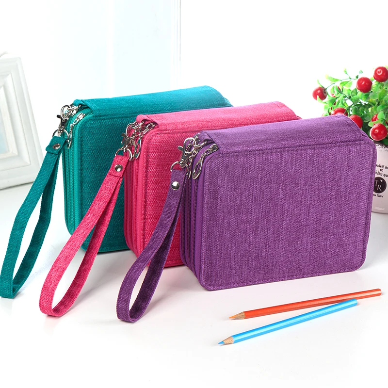 

Large Capacity 81 Holders 4 Layer Portable School Pencils Case Canvas Colored Pencil Bag School Astuccio For Gifts Art Supplies