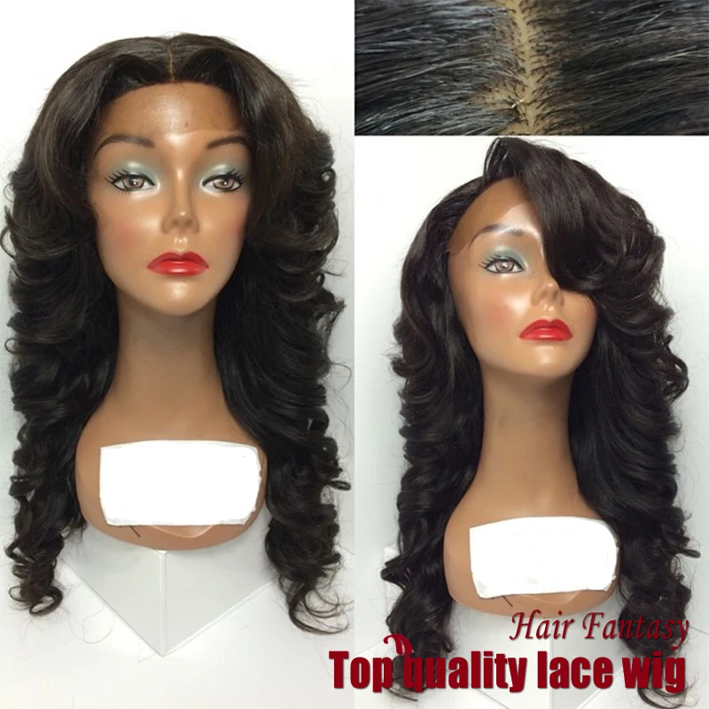 Cheap Sale Fiber Body Wave Wigs Synthetic Lace Front Wigs Can Free Part