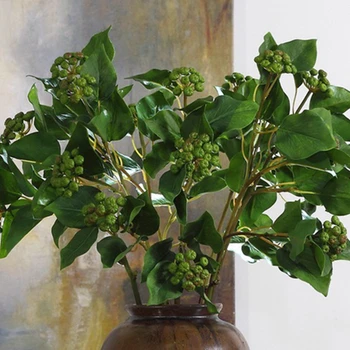 

6pcs 54cm Green Holly Simulation Plant High Grade Ornament Festival Ceremonies And Family Green Embellishment Artificial Flower