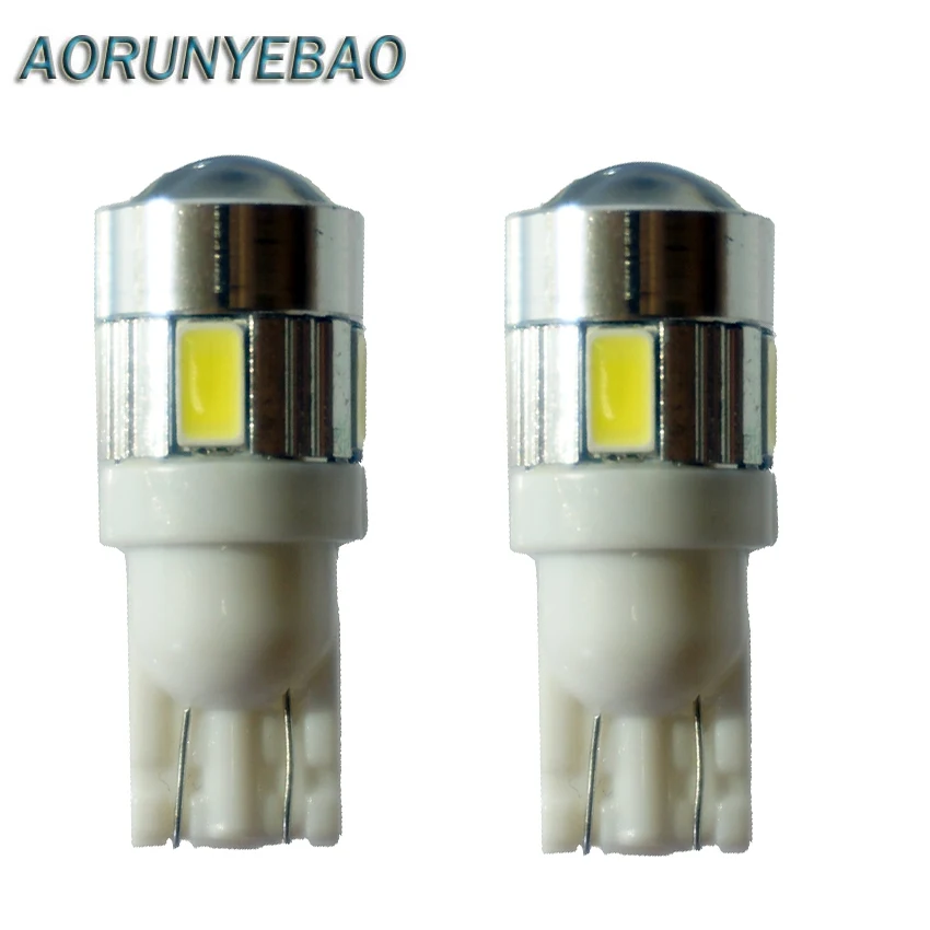 AORUNYEBAO 20 шт. T10 W5W 168 194 5630 5730 6SMD светодиодный клиновидный фонарь боковые лампочки