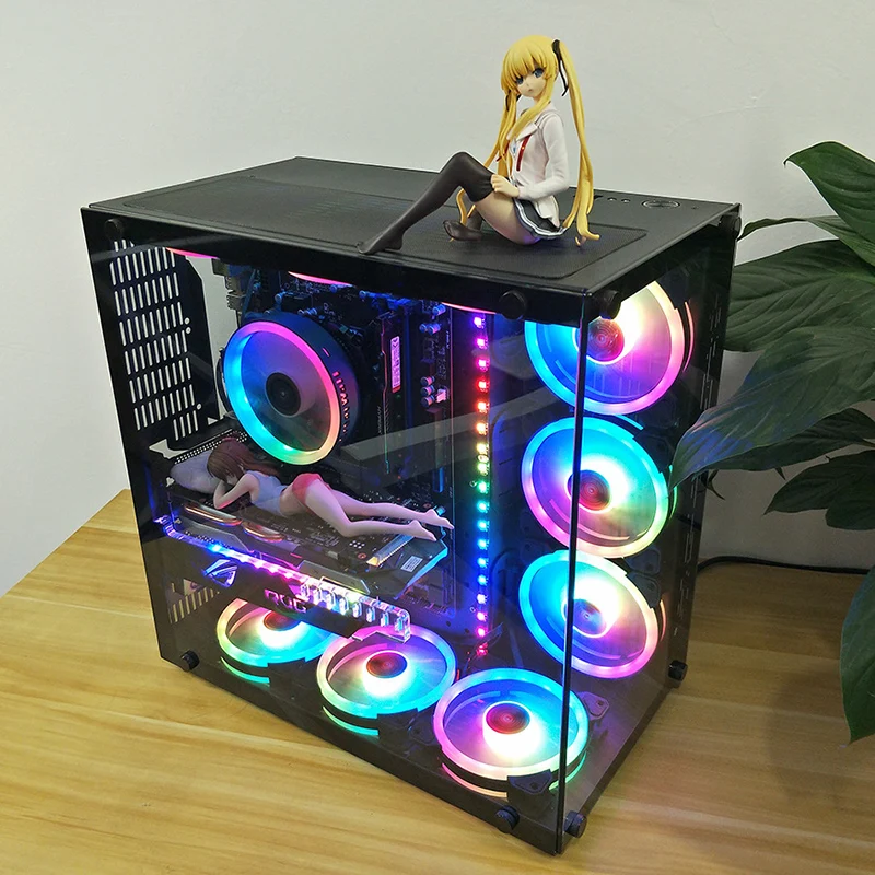 Top 417*243*427mm Gaming Computer PC Gamer Case Full-side Transparent Tempered glass Water Cooling Chassis for ATX Support GTX 1080 2