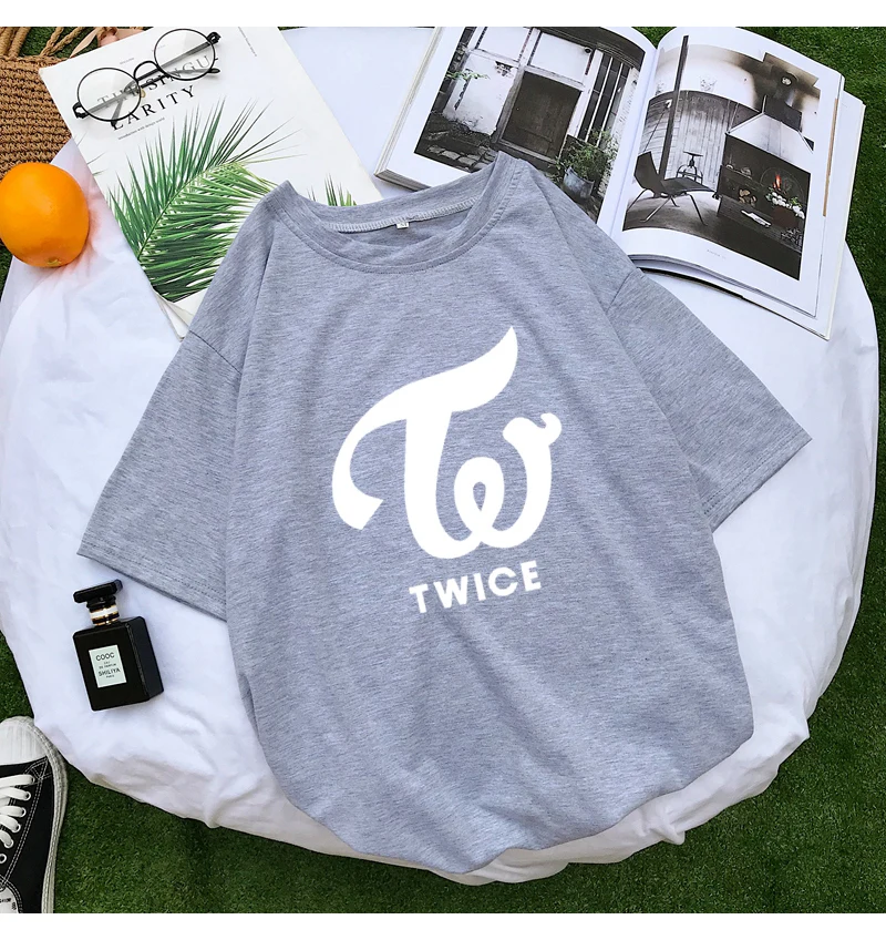 Harajuku TWICE Letter Print T Shirt Women Korean Kpop Tumblr Female T-shirt Fashion Streetwear Casual Loose Tops Tee Shirt Femme (6)