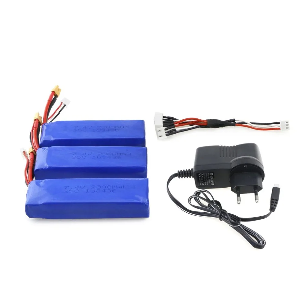 

3Pcs Upgraded 7.4V 2300mAh 2S 35C Li-po Rechargeable Battery with XT30 Plug Charger for MJX Bugs 6 B6 RC Drone Quadcopte