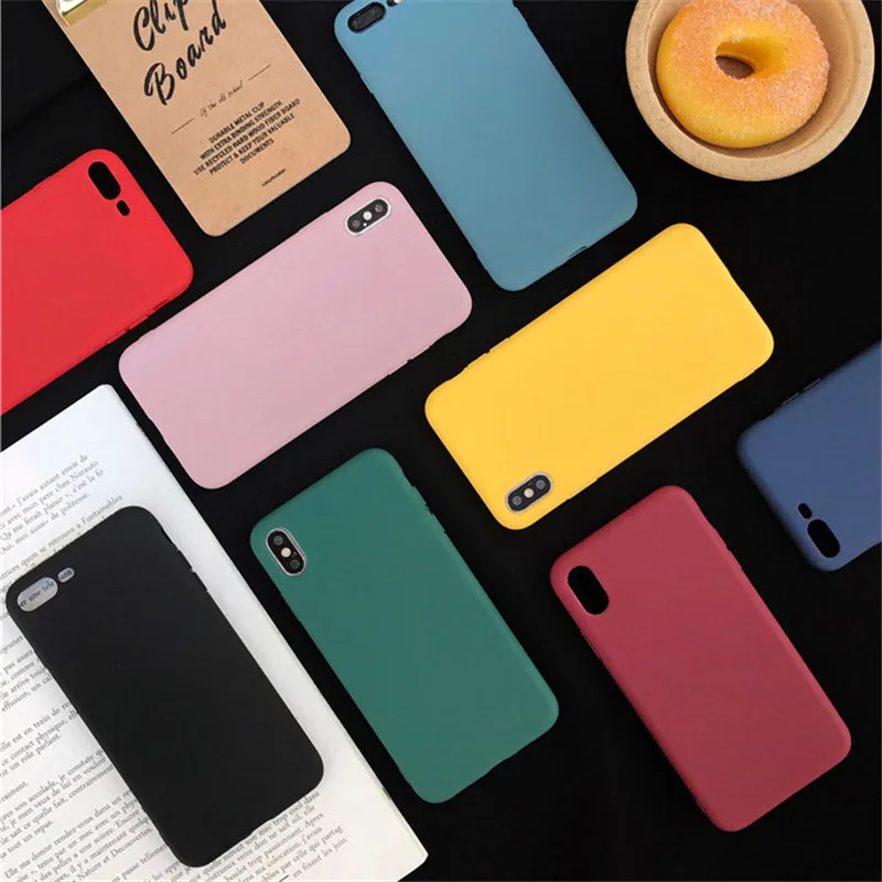 

For iPhone 7 8 Plus Original Candy Color TPU Silicon Cases Ultra Thin Frosted Matte For iPhone 6 6S Plus X XS XR MAX Cover Caqa