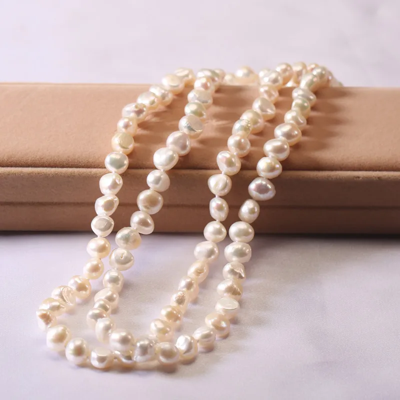 100% пресноводного жемчуга Цепочки и ожерелья для Для женщин белый натуральный жемчуг ювелирные изделия Цепочки и Ожерелья Жемчуг