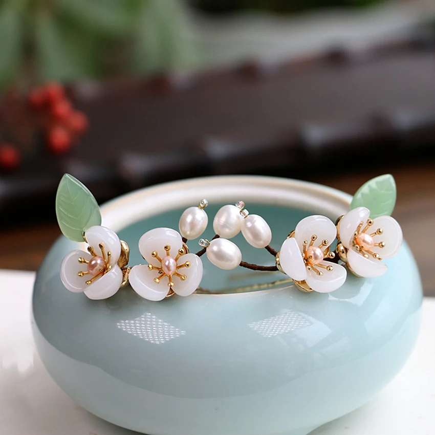 

2pc Pearl Copper Blossom Hair Pin Chinese Hair Pins Retro Hairpin Bridal Jewelry Wedding Hair Accessories Pince WIGO1359