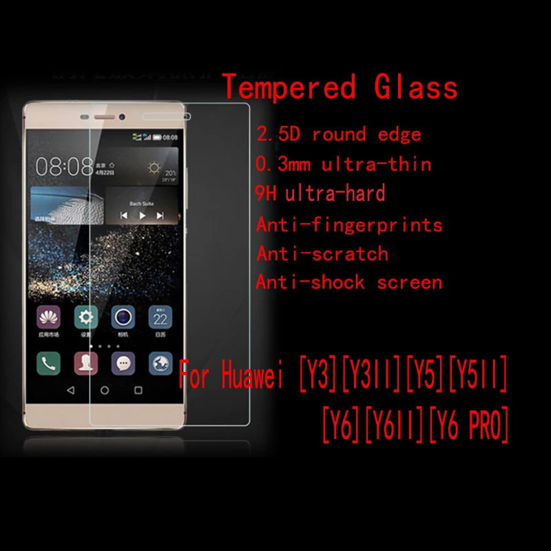 

FENGHEMEI Tempered Glass Protector For Huawei Y3 (Y3C Y330 Y360) Y3II Y5 (Y5C Y520 ) Y5II Y6II Y6 PRO Y7 Prime 2018 Lite