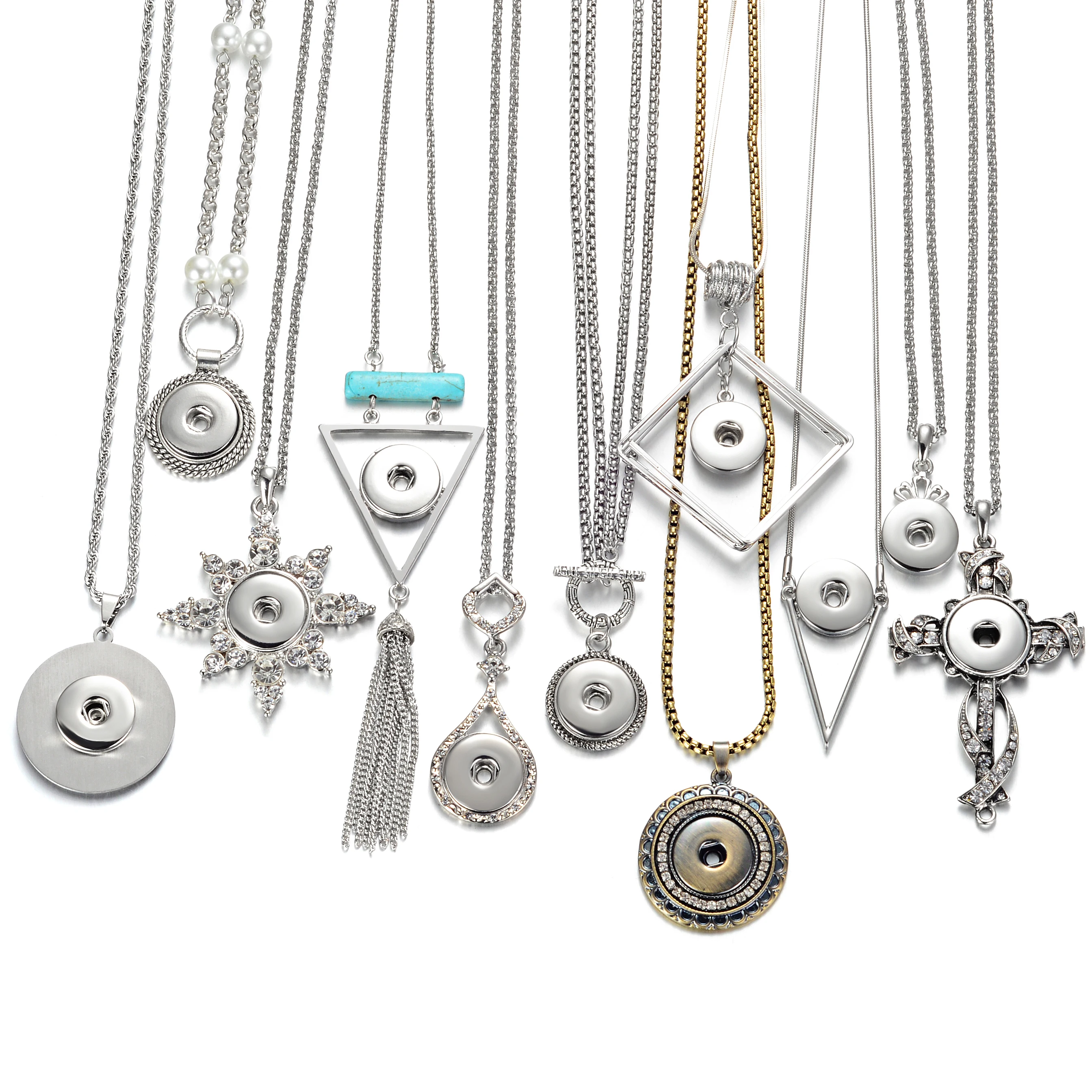 

10pcs/lot Stainless Steel Chain GingerSnap Jewelry Vocheng Snap Button Necklace Pendant fit 18mm Snap Charms NN-721*10