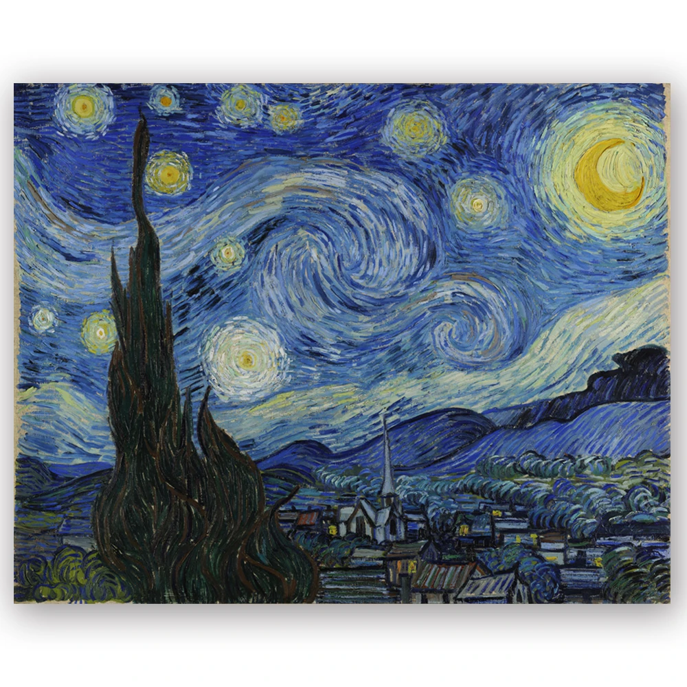 Canvas Art Print World Famous Painting Starry Night by Van Gogh Copy of