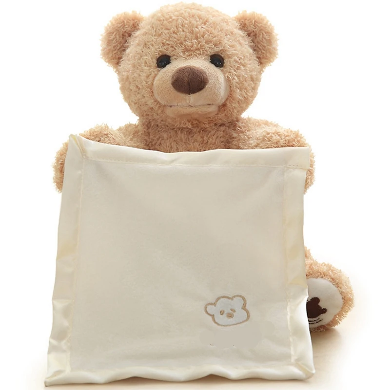 

About 30cm Peekaboo Kiekeboe Bear Toys With Music Speaking Plush Stuffed Toys Humor Ted Talking Peekaboo Bear For Baby Kids Gift