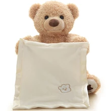 About 30cm Peekaboo Kiekeboe Bear Toys With Music Speaking Plush Stuffed Toys Humor Ted Talking Peekaboo Bear For Baby Kids Gift baby touch peekaboo