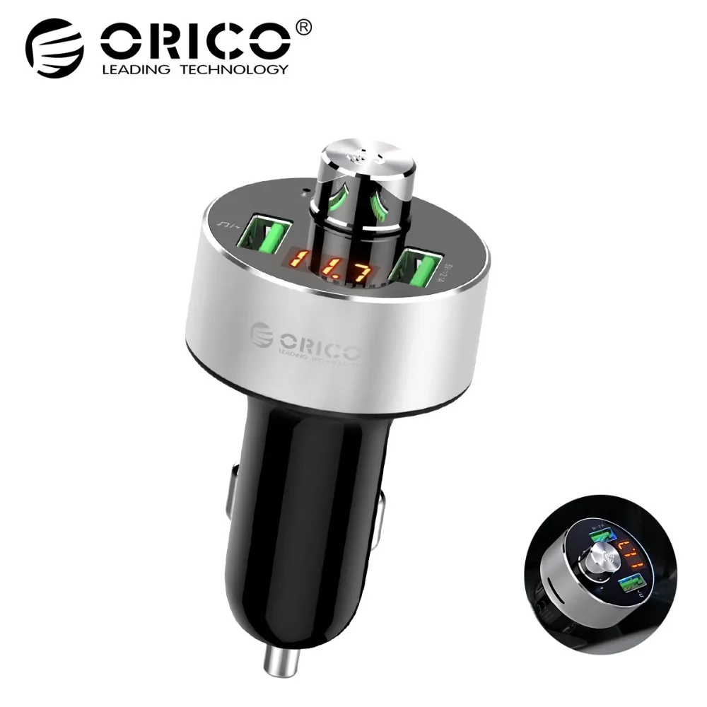 

ORICO LED Bluetooth Car Charger with U-disk TF Card Reader Dual USB Car Phone Charger Car-charger for Mobile Phone Tablet GPS