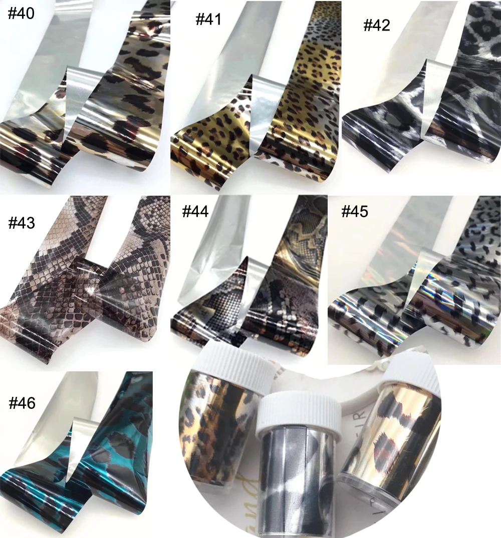

4*100CM Design 1roll Nail Art Foil Stickers Transfer Decal Tips Manicure Leopard/ Snakeskin Metallic Nail Foil Wrap (20 Colors )