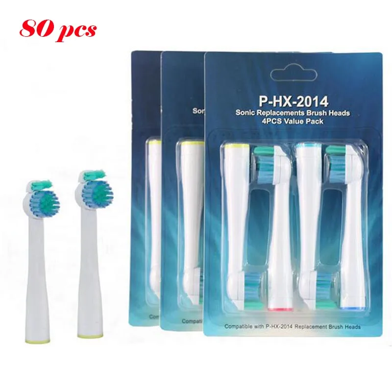 

Wholesale 80pcs HX2014 Sonic Electric Replacement Tooth Brush For Philips Sonicare Toothbrush Heads Proresults Soft Bristles