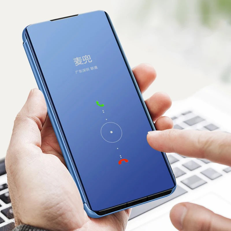 Зеркальный чехол для samsung a50 2019 книжка с подставкой телефона galaxy a10 a20 a30 a40 a70 a20E a 10 20