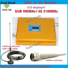 Полный Набор Новый GSM 2 Г 3 Г ЖК-Усилитель Сигнала! GSM 900 GSM 2100 Мобильный Телефон Сигнал Booster Усилитель 3 Г GSM Репитер + Антенна
