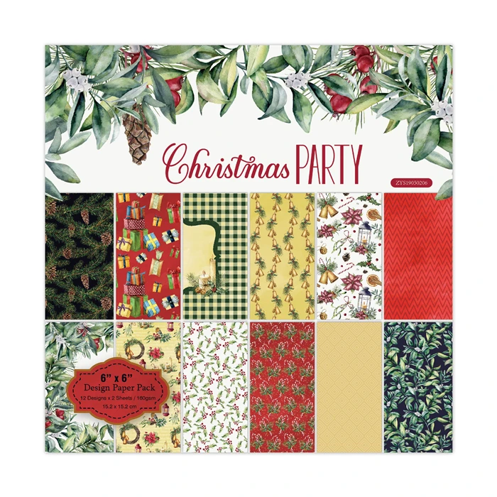 Christmas party Scrapbooking paper pack of 24 sheets handmade craft paper craft Background pad 884