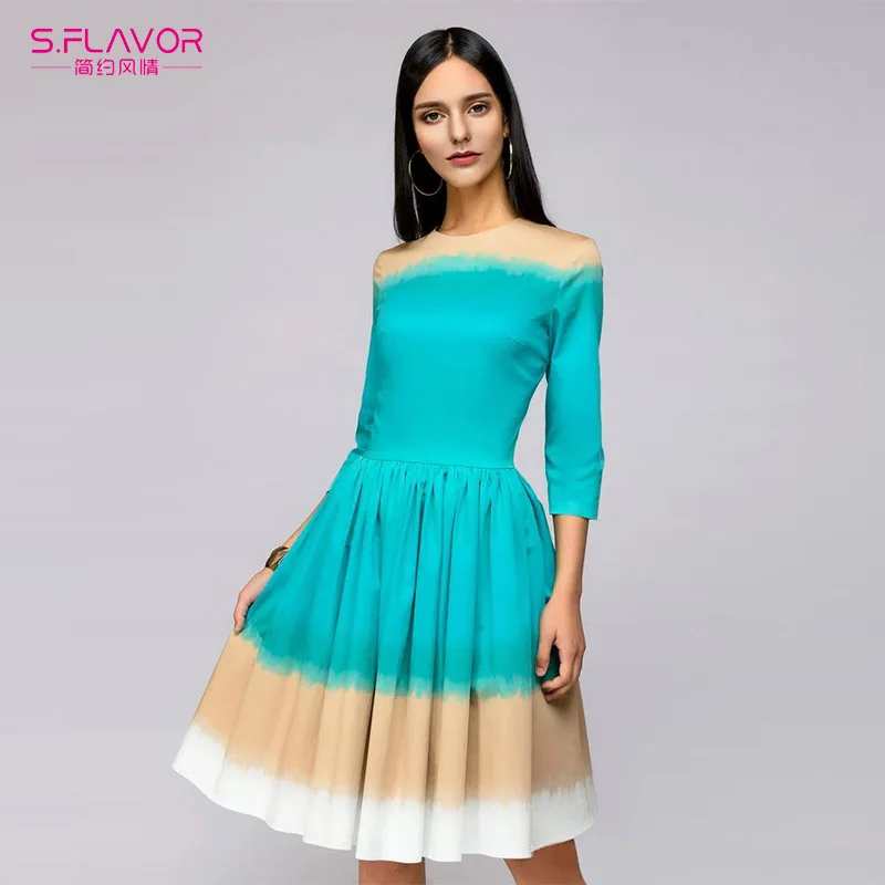 Elegant-O-neck-Party-Dress-for-Lady