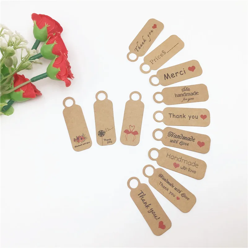 

500Pcs/Lot Packaging Label Han g Tags Kraft Paper Bottle Shape Paper Card Price Tag For Garments Paper Labels Merci Thank You