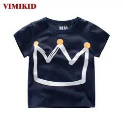 VIMIKID/детская одежда, футболка для мальчиков и девочек, новинка 2017 года, летний Комфортный топ в западном стиле с короткими рукавами и