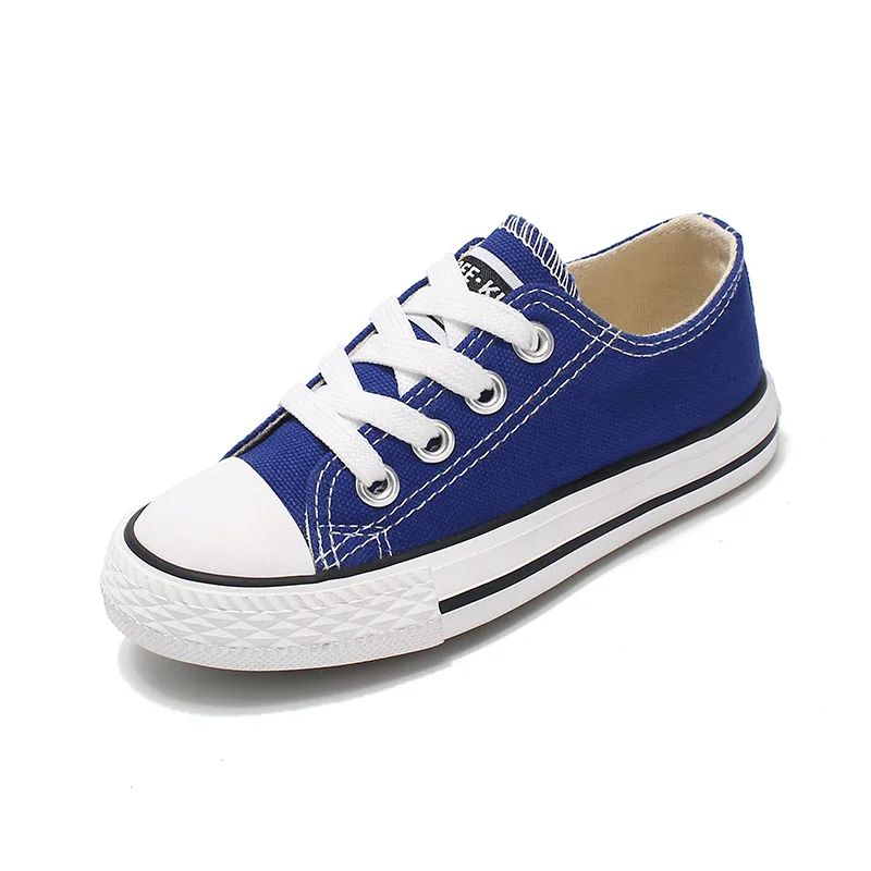 Toddler Girl Sneakers Boy Shoes Kids Jelly Color Canvas Shoes Casual Lace Up Classic Flats Children Shoes for Student C07182 - Цвет: Blue