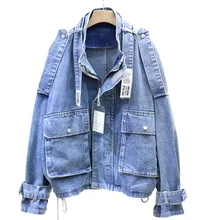 Весенняя джинсовая куртка, Повседневная джинсовая куртка с дырками, винтажная Женская ветровка Harajuku, Женская свободная уличная одежда, базовые пальто