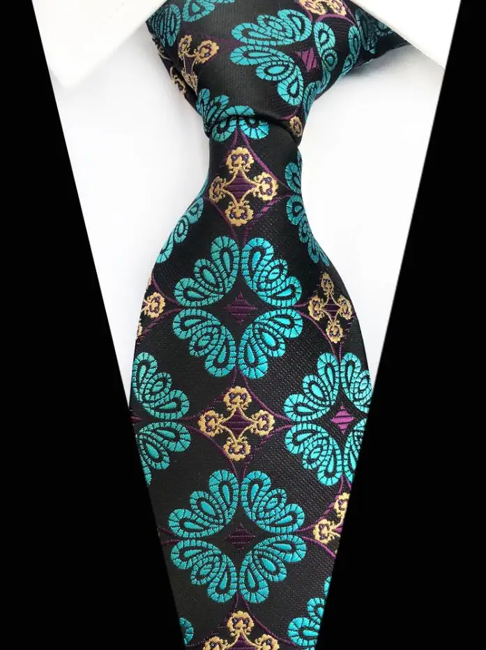RBOCOTT мужские галстуки с цветочным принтом, Пейсли, клетчатый галстук, полосатые галстуки на шею для мужчин, 8 см, Модный золотой красный синий коричневый черный галстук для свадьбы - Цвет: 10