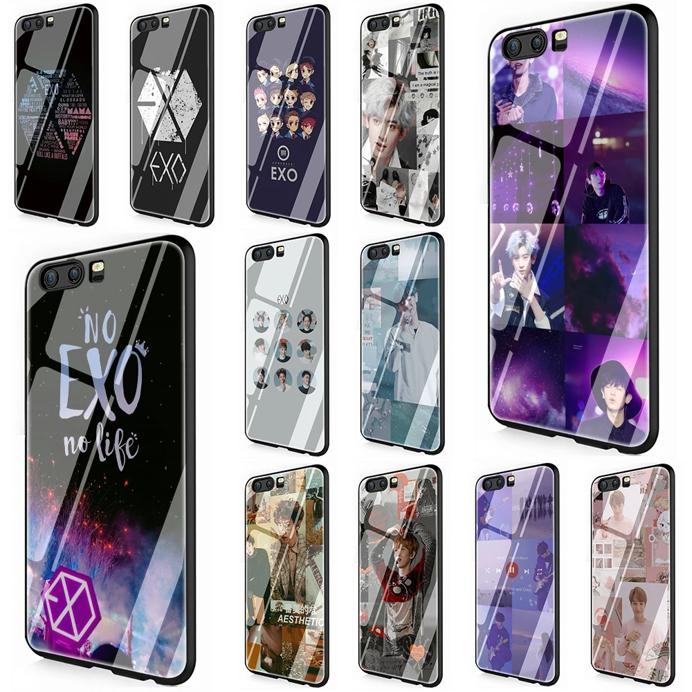 

EXO band k-pop Tempered Glass Phone Cover Case For Huawei Y9 Honor 8X 7A pro P10 20 Lite Pro Mate 20 Lite Pro