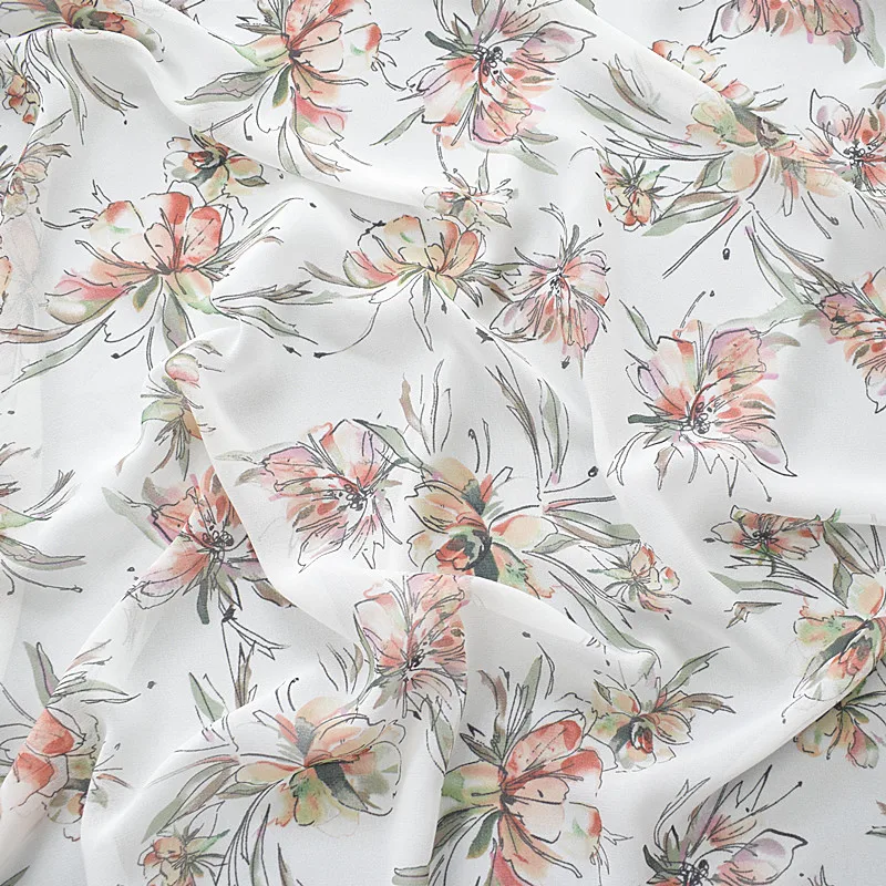 Этнический стиль шифоновая ткань для одежды для летнего платья, юбка, занавеска, Войлок лоскутное шитье DIY ширина 145 см по метру