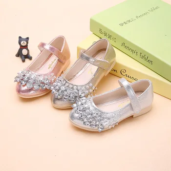 

New Autumn Baby Girls Leather Shoes Fashion Glisten Diamond Princess Shoe Kids Skid Resistance Korean Childrens Shoes bj1797