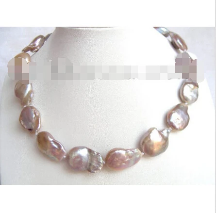 

A CLASSIC 20mm purple nautral south Reborn Keshi pearls necklace b0937