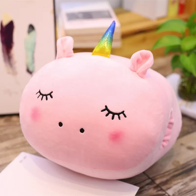  Newest Animals Plush Unicorn Pig Hamster Dinosaur Stuffed Warm handkerchief Plush Pillow toys for k