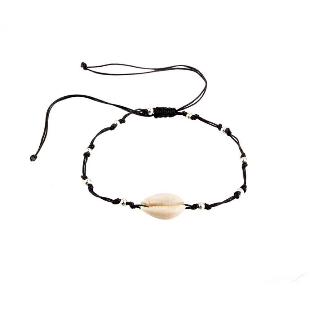 

Women's Cowrie Beach Anklet Natural Shell and Wood Beads Bohemian Ankle Bracelet