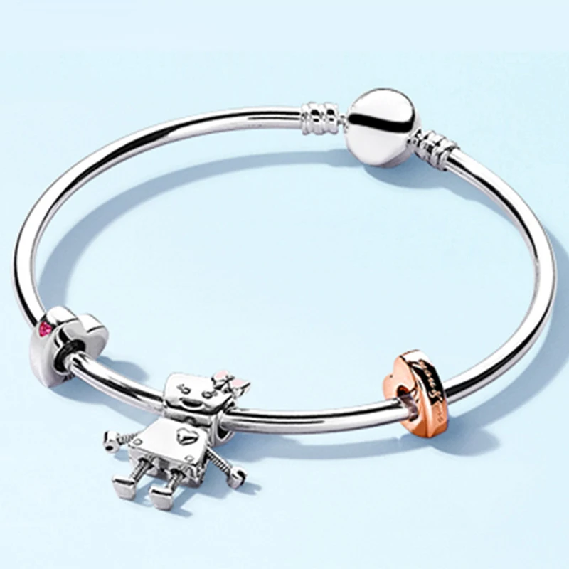 

NEW 100% 925 Sterling Silver Brand New Bracelet Rose Bella And Friends Family Bracelet Set Suitable For DIY Robot Gift