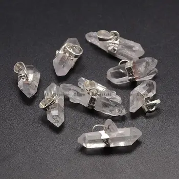 

Natural Crystal Nuggets Pendants, with Plated Metal Color Brass Findings, 20~38x12~14x7~14mm, Hole: 5x8mm