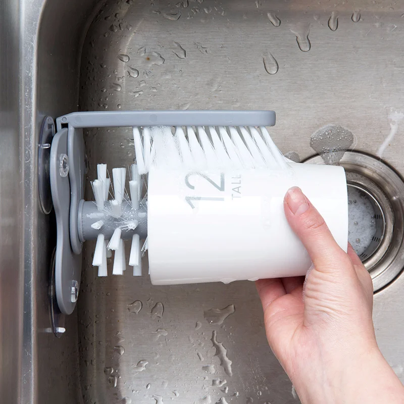 Commercial Triple 3 Brush Bar Glass Washer For Sink With Suction Cup